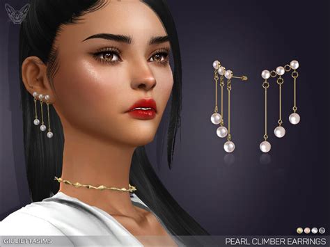Sims 4 Pearl Climber Earrings By Feyona At Tsr The Sims Book