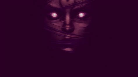 1920x1080 Hair In Face Face Artwork Glowing Eyes Minimalism Purple Digital Art Wallpaper  77
