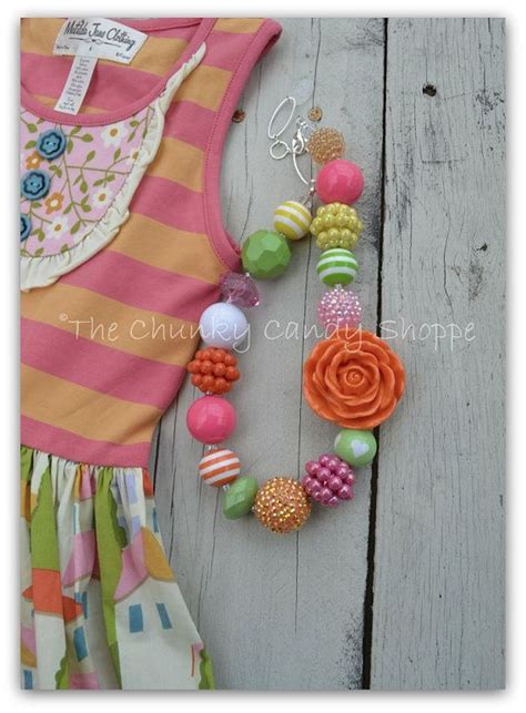 On Sale Girls Lg Orange Flower Chunky Necklace Inspired By Etsy