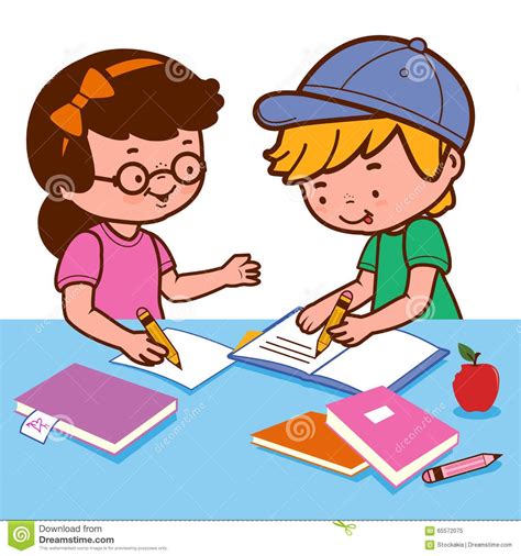 Girl And Boy Doing Homework Work Cartoons Cartoon Character Design