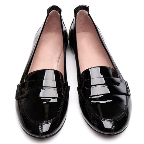 Fsjshoes Fsj Shoes Leila Black Patent Leather Slip On Flat Round