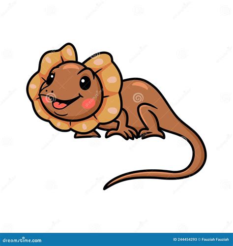 Cute Little Frilled Lizard Cartoon Stock Vector Illustration Of Cute