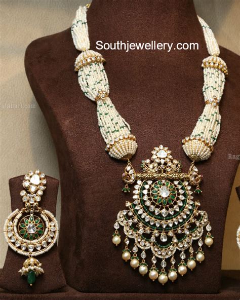 Pearls Mala With Polki Pendant Indian Jewellery Designs
