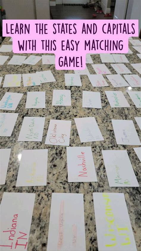 Learn The States And Capitals With This Easy Matching Game States