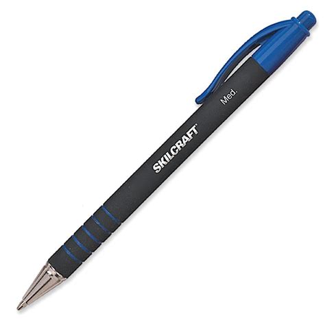 Skilcraft Rubberized Ballpoint Retractable Pen Blue Ink Medium