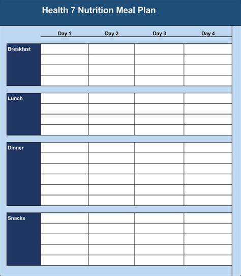25 Free Weeklydaily Meal Plan Templates Excel Word