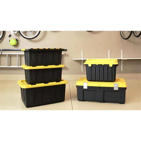 Costco Black And Yellow Storage Tubs Set Of 6 Flip Top Heavy Duty Totes