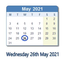 Horoscopul pentru 25 mai 2021. 26 May 2021 Calendar with Holidays and Count Down - GBR