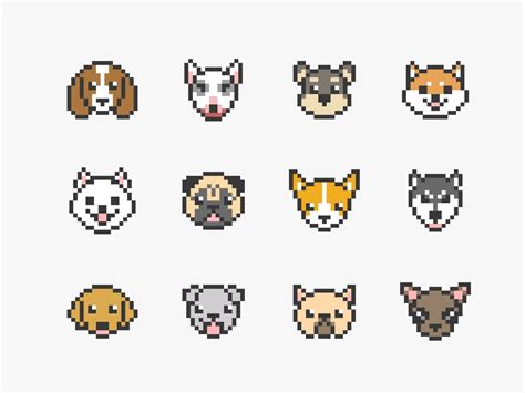 Dog Faces Pixel Art Icons 581279 Vector Art At Vecteezy