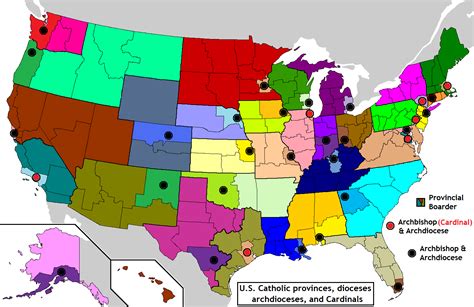 List Of The Catholic Dioceses Of The United States Map