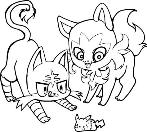 Pokemon Cats Sprigatito And Litten Coloring Page In 2022 Coloring