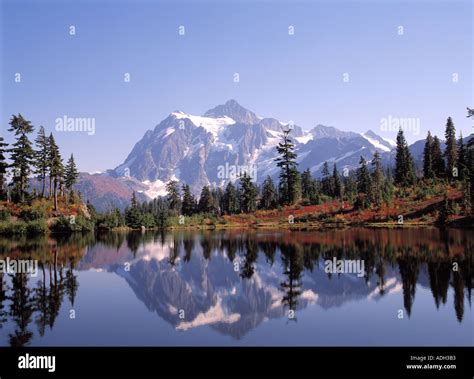 Mt Shuksan Reflecting In Picture Lake In Heather Meadows Mount Baker
