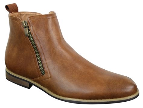 Mens Pu Leather Zip Up Ankle Boots Happy Gentleman