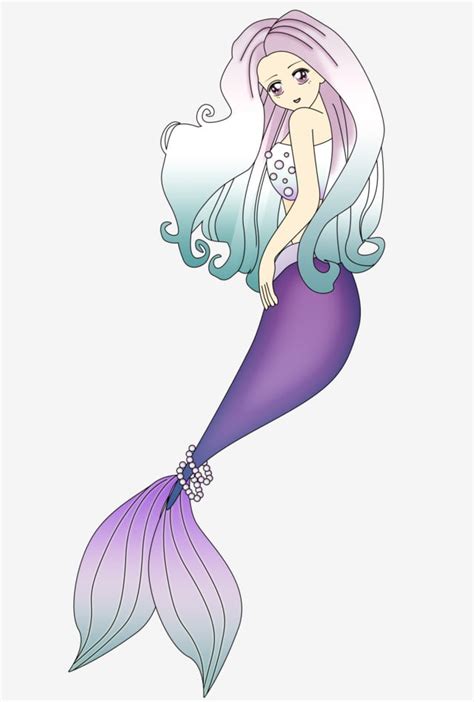 Purple Mermaid Cartoon Mermaid Fantasy Creature Cute Anime Cartoon