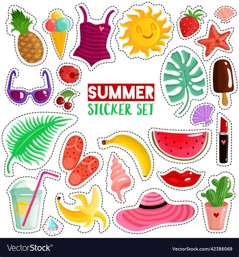Summer Stickers Set Royalty Free Vector Image Vectorstock
