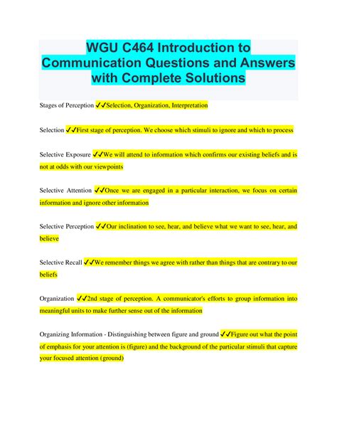 Wgu C464 Introduction To Communication Questions And Answers With
