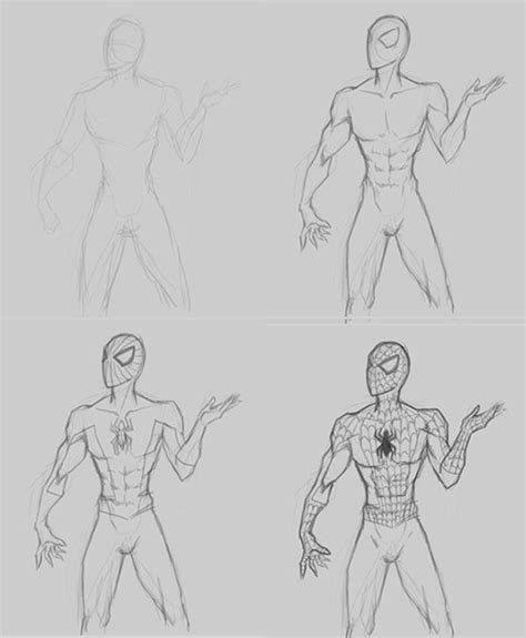 How To Draw Cartoon Characters Step By Step 30 Examples Spiderman
