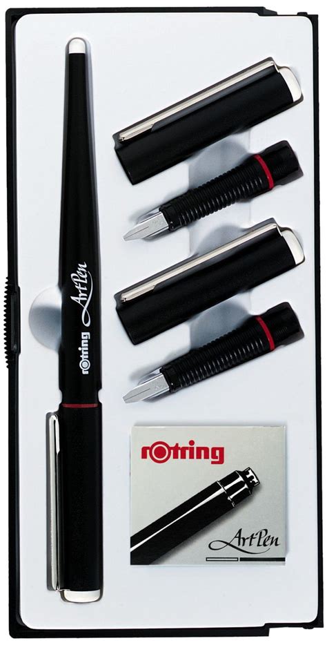 Rotring Calligraphy Artpen Set Assorted Nib Sizes With 6 Black Ink
