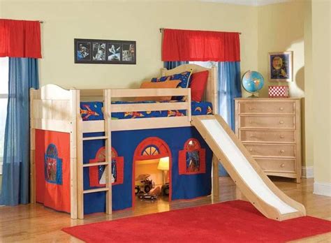 Awesome Bunk Bed With Slide Placed In Little Boy Bedroom Bunk Bed For