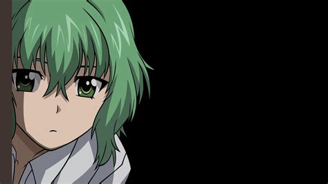 Anime Girls Anime Green Eyes Green Hair Simple Background Wallpaper