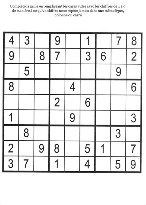 Sudoku à imprimer gratuitement ▦. Jeu du Sudoku récré kids