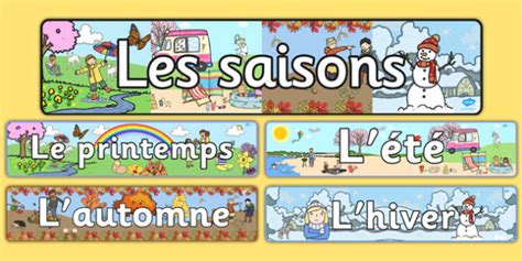 Four Seasons Display Banners French Teacher Made
