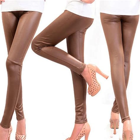 Buy Black Women Leggings Faux Leather High Quality Slim Leggings Plus Size High