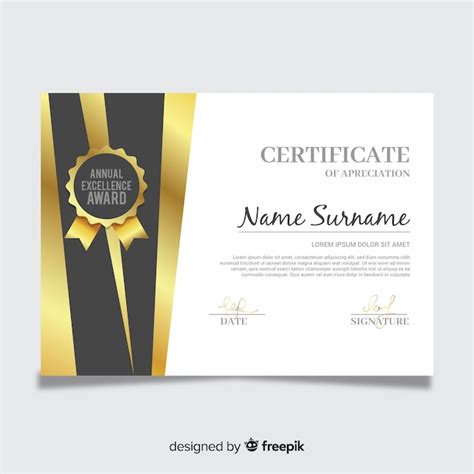 Elegant Certificate Template With Golden Style Free Vector