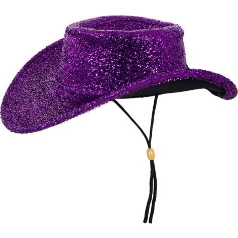 Purple Fuzzy Tinsel Cowboy Hat 25287plao