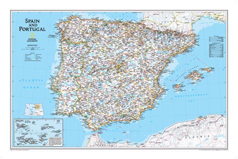 Spain / Portugal Political Wall Map by National Geographic - MapSales