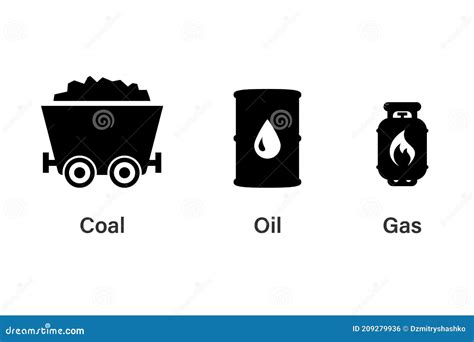 Coal Oil Gas Silhouette Icon Set Clipart Image Stock Vector