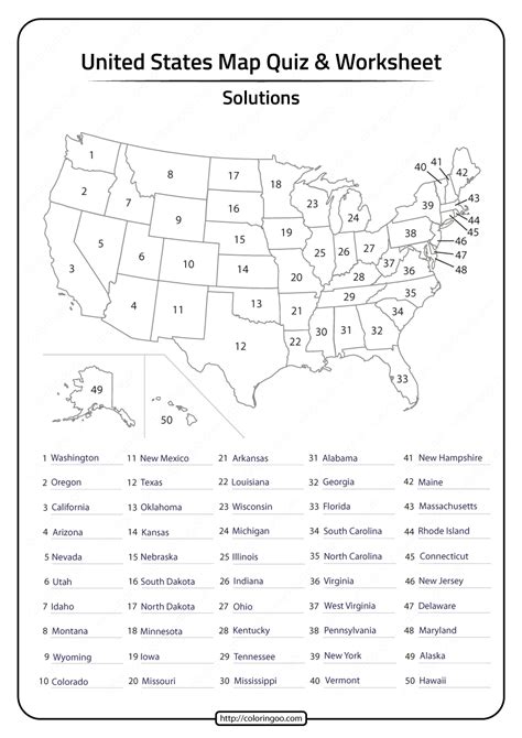 Printable List Of 50 States 50 States Map With Capitals Printable