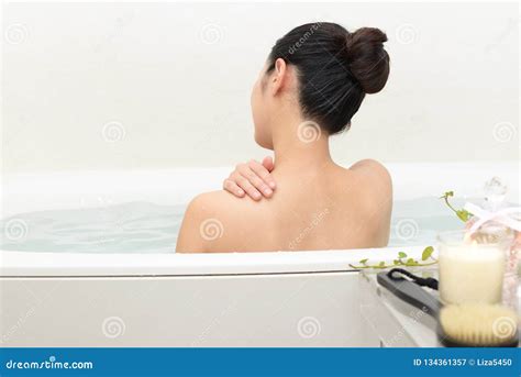 Woman Taking Relaxing Bath Stock Image Image Of Beautiful 134361357