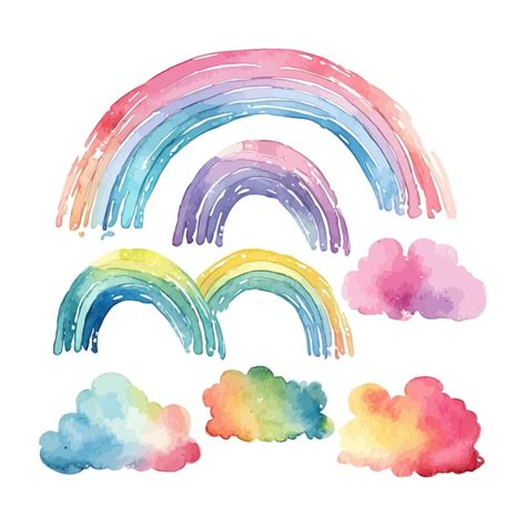 Dibujado A Mano Acuarela Pastel Color Arco Iris Clipart Vector Gratis