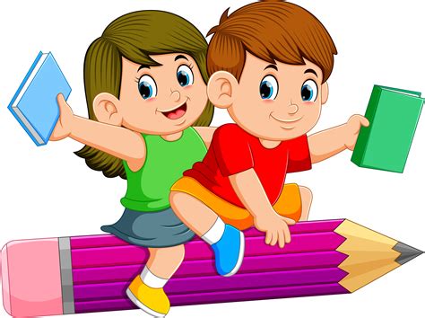 Download Children Courses Kids Flying On Pencil Clipart 4873014