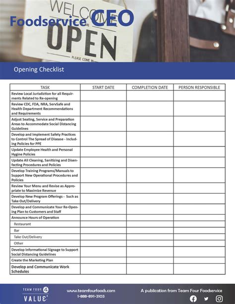 Opening Checklist