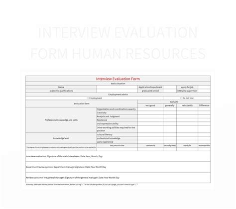 Free Interview Evaluation Form Templates For Google Sheets And