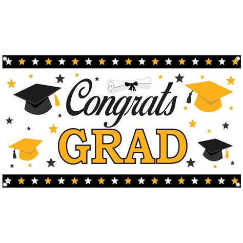 Buy Katchon White Congrats Grad Banner 72x44 Inch Graduation