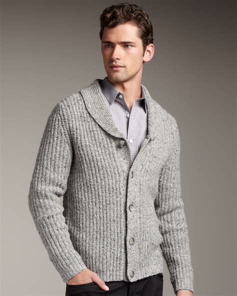 Lyst Theory Shawl Collar Cardigan In Gray For Men