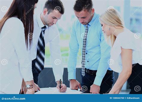 Business Meeting Manager Discussing Work With His Colleagues Stock