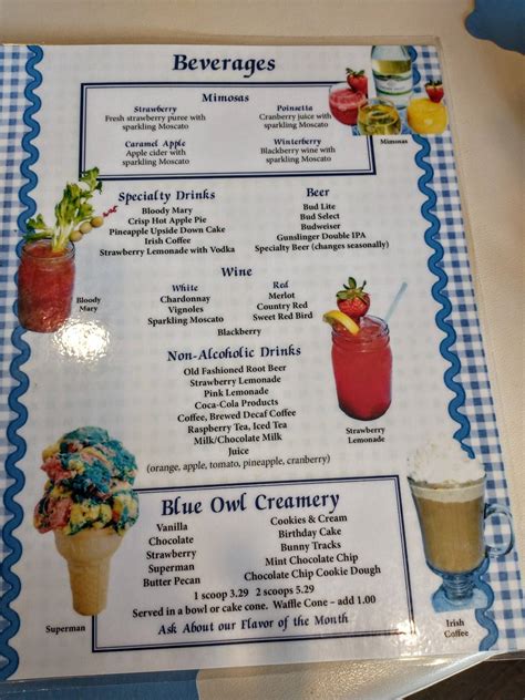 Menu At The Blue Owl Restaurant And Bakery Kimmswick 2nd St