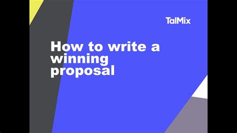 How To Write A Winning Proposal Youtube
