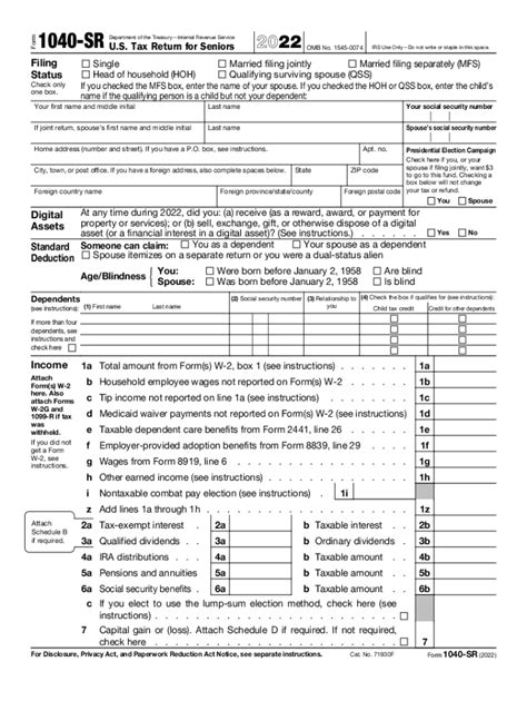 Irs 1040 Sr Printable 2022 2024 Form Fill Out And Sign Printable Pdf