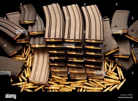 High Capacity Ammunition Magazine Clips Filled With Live 556mm 223