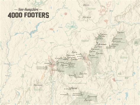 New Hampshire 4000 Footers Map 18x24 Poster Best Maps Ever