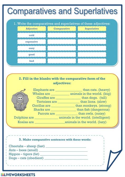 Comparatives And Superlatives Worksheet Live Worksheets