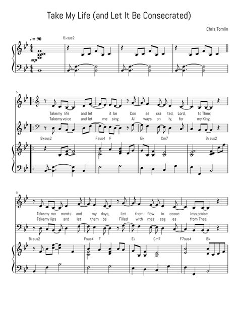 Take My Life And Let It Be Consecrated Chris Tomlin Sheet Music For Piano Vocals Mixed Trio