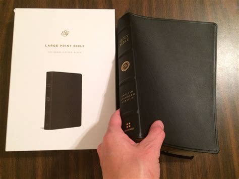 Personalized Esv Large Print Bible Black Top Grain Genuine Leather