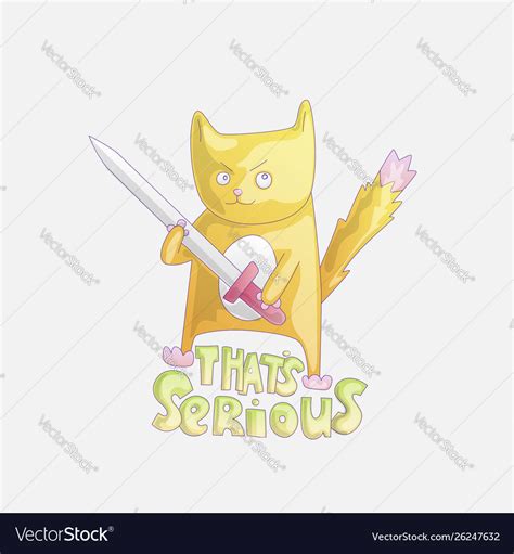 Cute Cartoon Cat With Sword Funny Royalty Free Vector Image