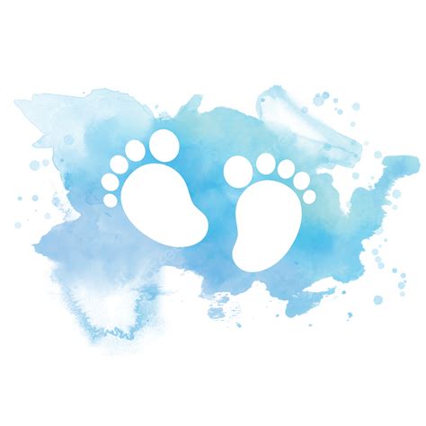 Baby Footprints Vector Png Images Blue Watercolor Baby Footprints